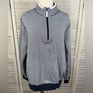 COPPER & OAK (The Authentic) Men's Blue/White Striped 1/4 Zip Sweatshirt-Large